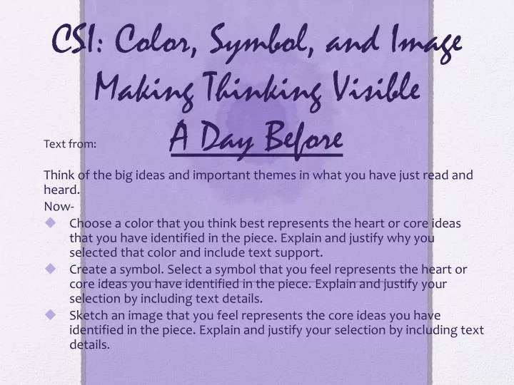 csi color symbol and image making thinking visible a day before