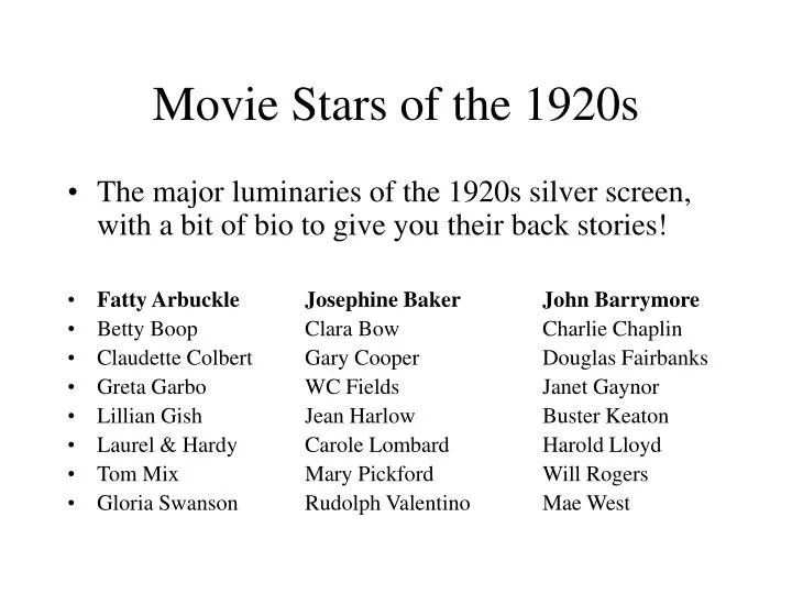 movie stars of the 1920s