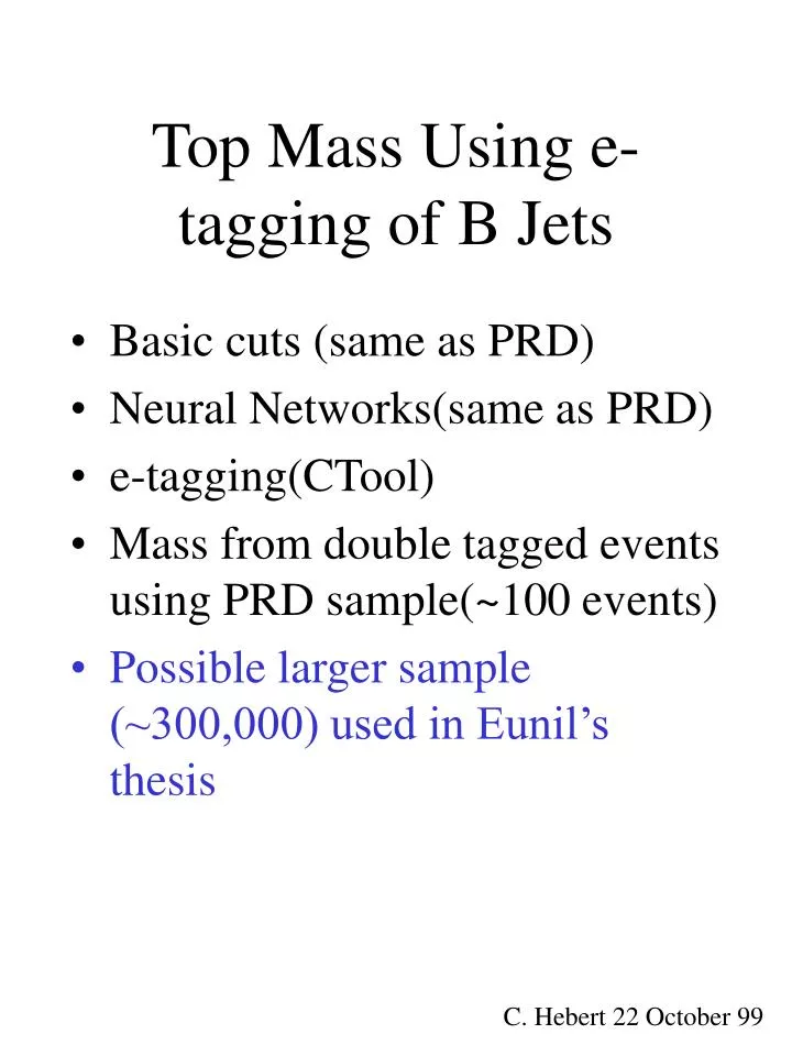 top mass using e tagging of b jets