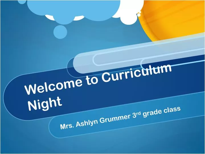 welcome to curriculum night