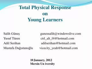 Total Physical Response on Young Learners