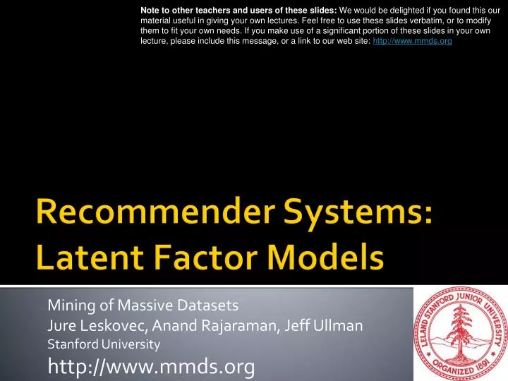 recommender systems latent factor models