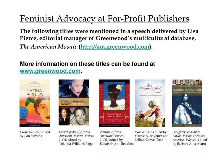 feminist advocacy at for profit publishers