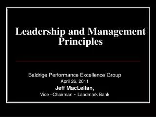 Leadership and Management Principles