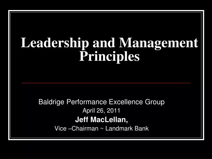 leadership and management principles