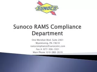Sunoco RAMS Compliance Department