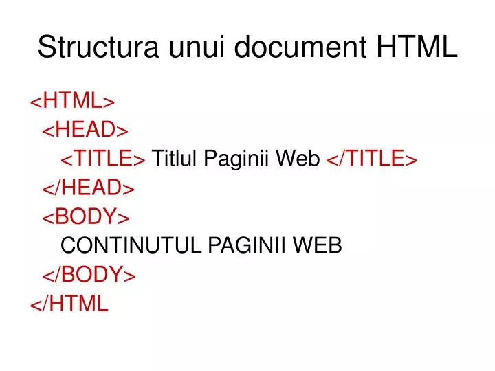 structura unui document html