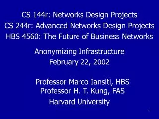 CS 144r: Networks Design Projects CS 244r: Advanced Networks Design Projects