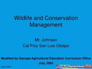 Wildlife and Conservation Management