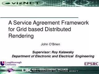 A Service Agreement Framework for Grid based Distributed Rendering