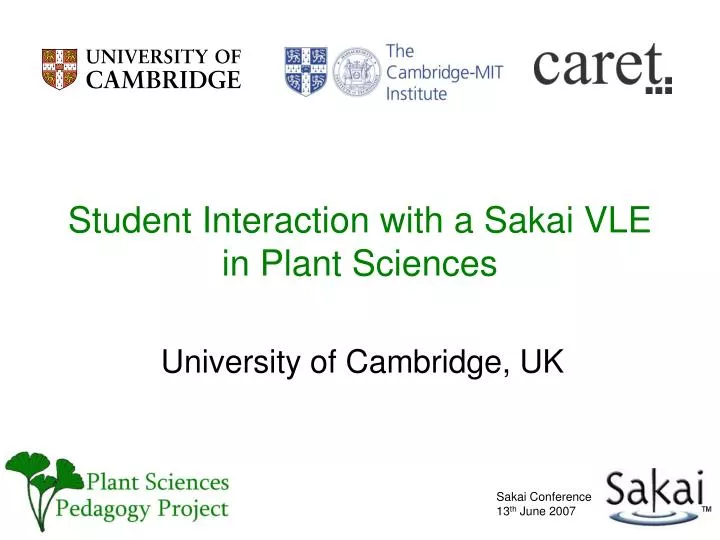 student interaction with a sakai vle in plant sciences