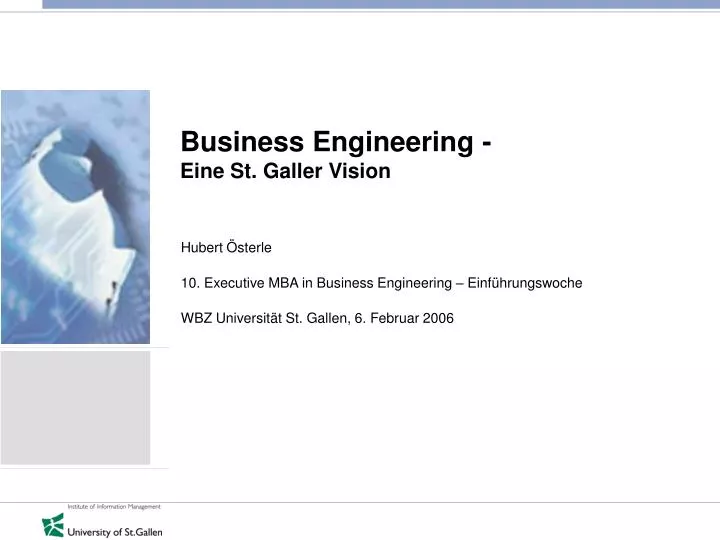 business engineering eine st galler vision