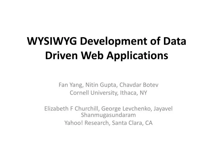 wysiwyg development of data driven web applications