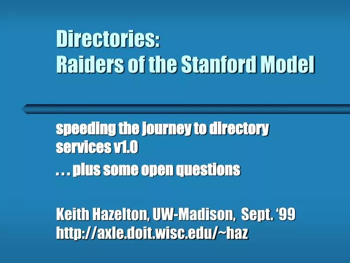 directories raiders of the stanford model