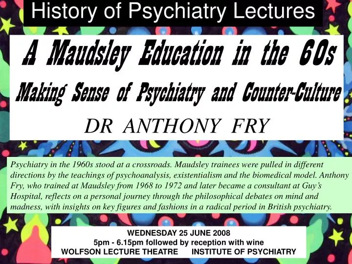 history of psychiatry lectures