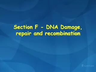 Section F - DNA Damage, repair and recombination