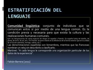estratificaci n del lenguaje