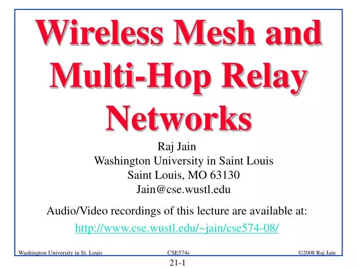 wireless mesh and multi hop relay networks