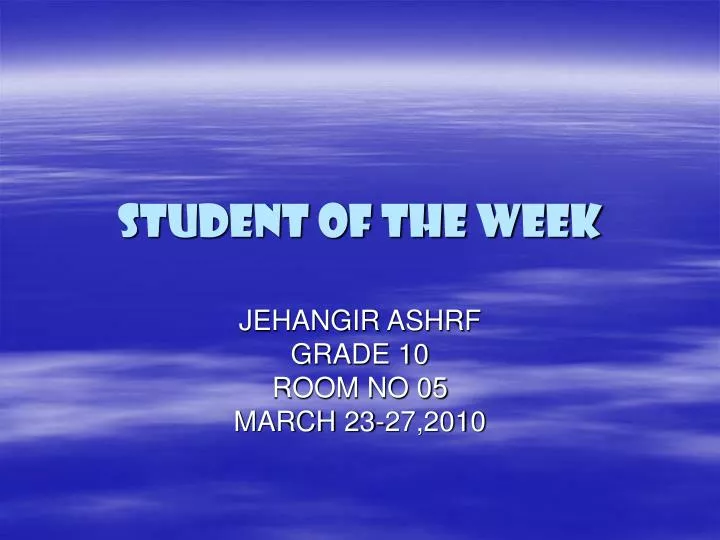 student of the week