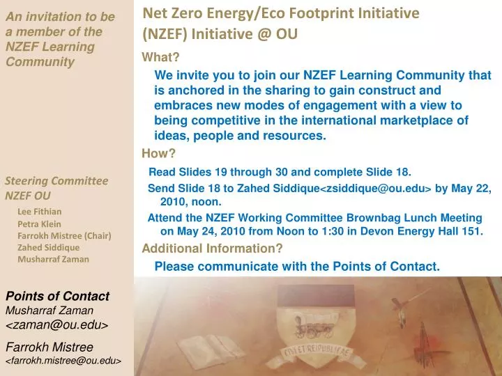 net zero energy eco footprint initiative nzef initiative @ ou