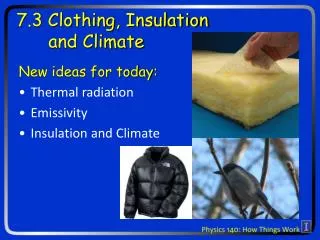7.3 Clothing, Insulation and Climate