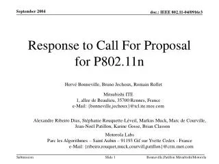 Response to Call For Proposal for P802.11n