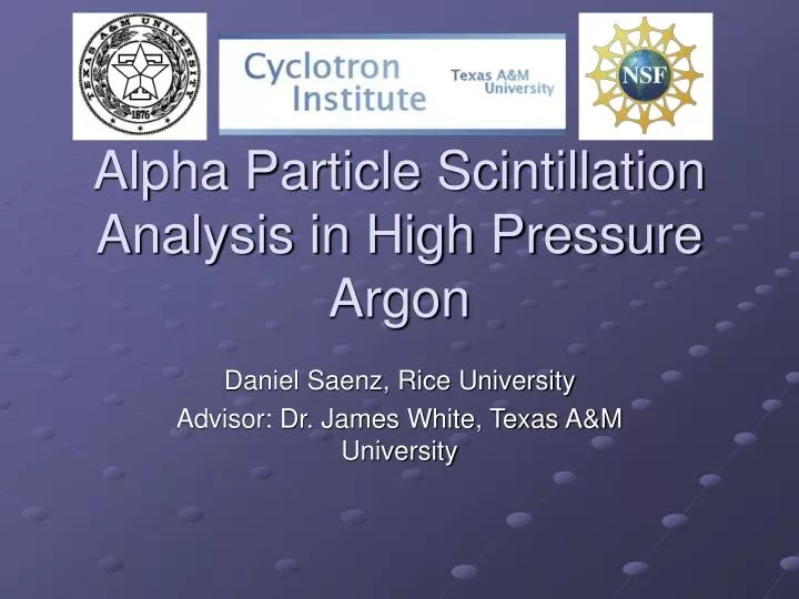 alpha particle scintillation analysis in high pressure argon