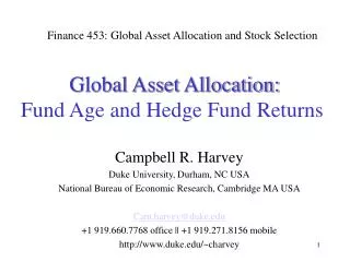 Global Asset Allocation: Fund Age and Hedge Fund Returns