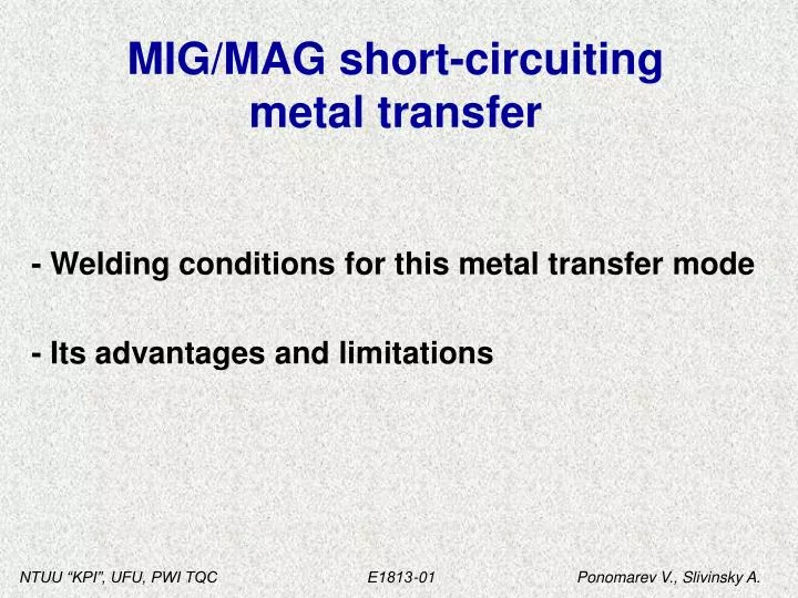 mig mag short circuiting metal transfer