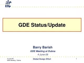 GDE Status/Update