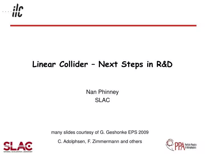 linear collider next steps in r d