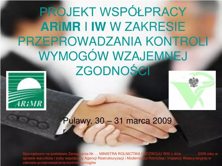 projekt wsp pracy arimr i iw w zakresie przeprowadzania kontroli wymog w wzajemnej zgodno ci