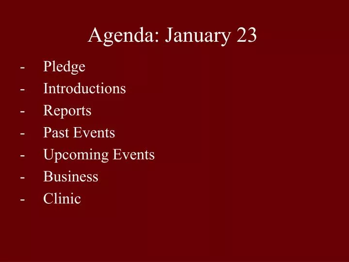 agenda january 23