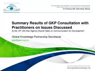 Global Knowledge Partnership Secretariat gkp@gkps.my