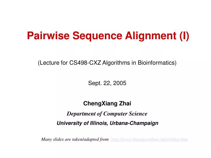 pairwise sequence alignment i