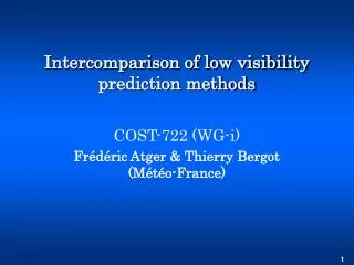 Intercomparison of low visibility prediction methods