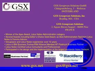 GSX Groupware Solutions, Inc Reading, MA - USA