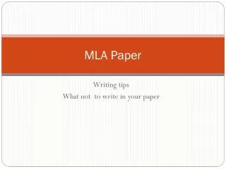 MLA Paper