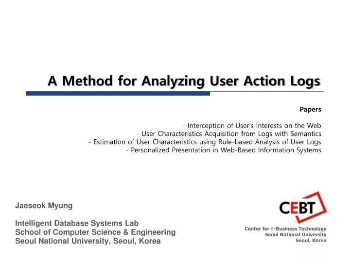 a method for analyzing user action logs