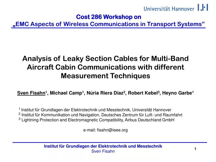 cost 286 workshop on emc aspects of wireless communications in transport systems