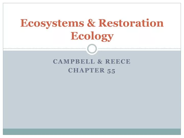 ecosystems restoration ecology
