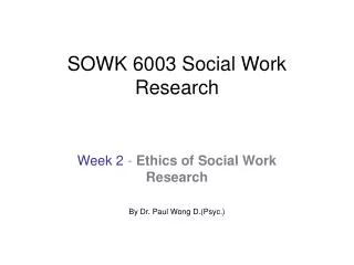 SOWK 6003 Social Work Research