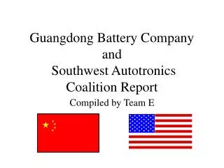 Guangdong Battery Company and Southwest Autotronics Coalition Report