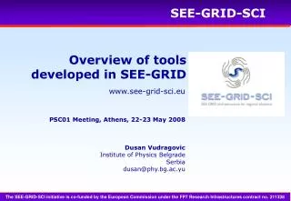 Overview of tools developed in SEE-GRID