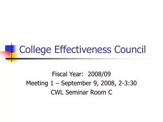College Effectiveness Council