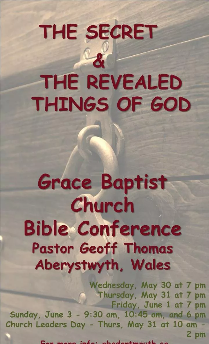 grace baptist church bible conference pastor geoff thomas aberystwyth wales