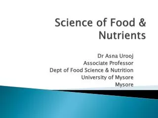 Science of Food &amp; Nutrients