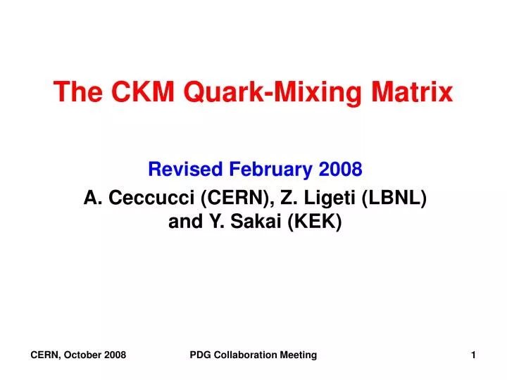 the ckm quark mixing matrix
