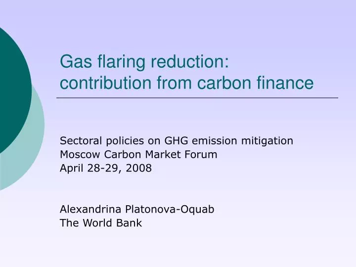 gas flaring reduction contribution from carbon finance