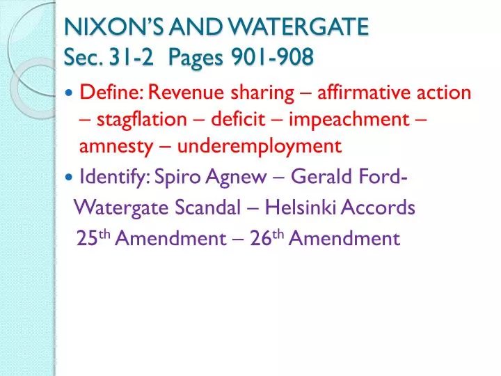 nixon s and watergate sec 31 2 pages 901 908